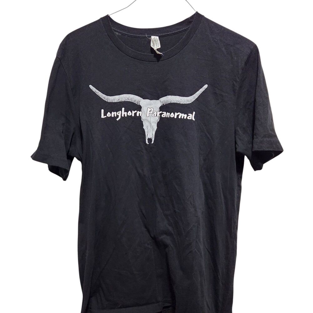 Longhorn Paranormal Skull Tee XL Black Graphic T Shirt Western Gothic USA